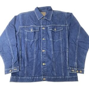 Windbreaker Stone Wash Trucker Mens XLT Denim Jacket Blue‎ Jean Button Front